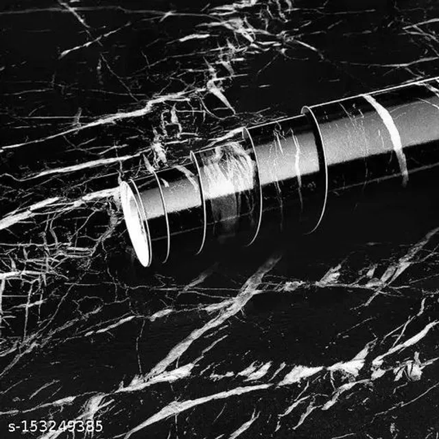 Bliss PVC Wallpaper for Home (Black, 60x200 cm)
