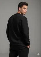 Fleece Printed Sweatshirt for Men, Black 