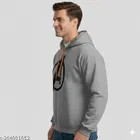 Fleece Printed Hoodie for Men, Grey 