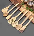 Wooden Utensils Set for Kitchen (Brown, Set of 7)