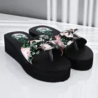 Stylish Slippers for Women with Floral Bow, Black 