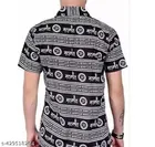 Rayon Printed Shirt for Men, Black 