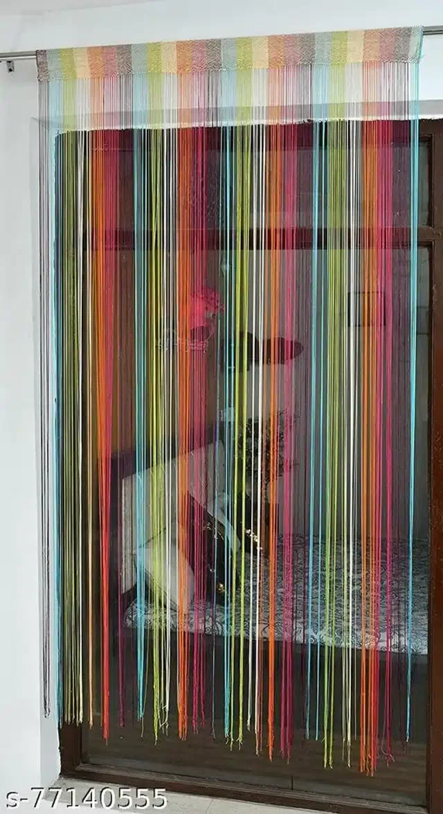 Polyester Beads Curtain for Door (Multicolor, 7 Feet)