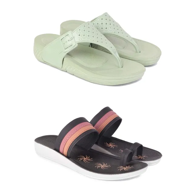 Flats for Women (Multicolor, 6) (Set of 2)