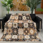 Super Soft Brown Flannel Printed Blanket for Winter 1kg Double Bed Abstract 88x90inch