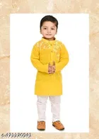 Solid Button Cotton Kurta Set for Boys 