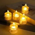 6 Pc Crystal Acrylic Flameless and Smokeless LED Tealight Candles| Battery Candles for Decoration Perfect for Diwali 