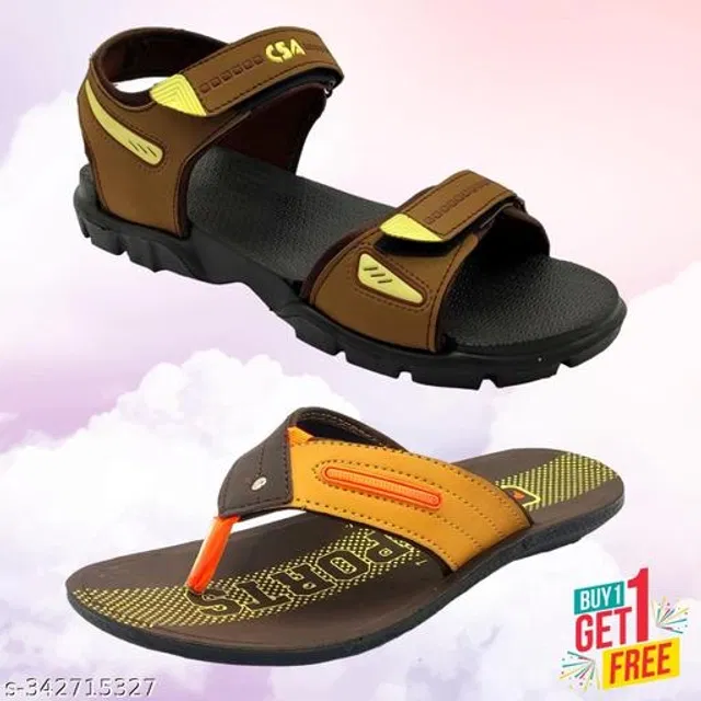 Sandal with Flipflop for Men (Multicolor, 9) (Pack of 2)
