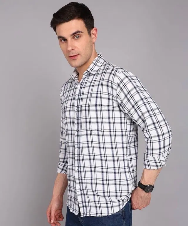 Cotton Full Sleeves Shirt for Men (Off White, M)