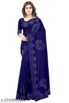 Georgette Embellished Saree for Women, Blue 