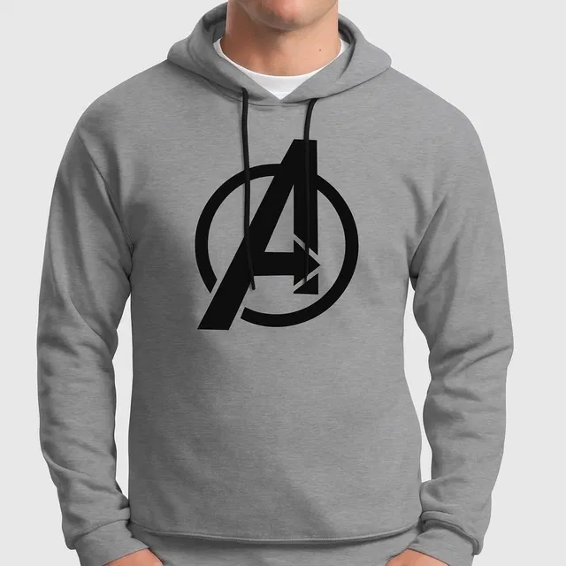 Avng Printed Fleece Hoodie for Men, Grey (M)