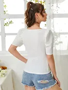Sweetheart Neck Solid Top for Women 