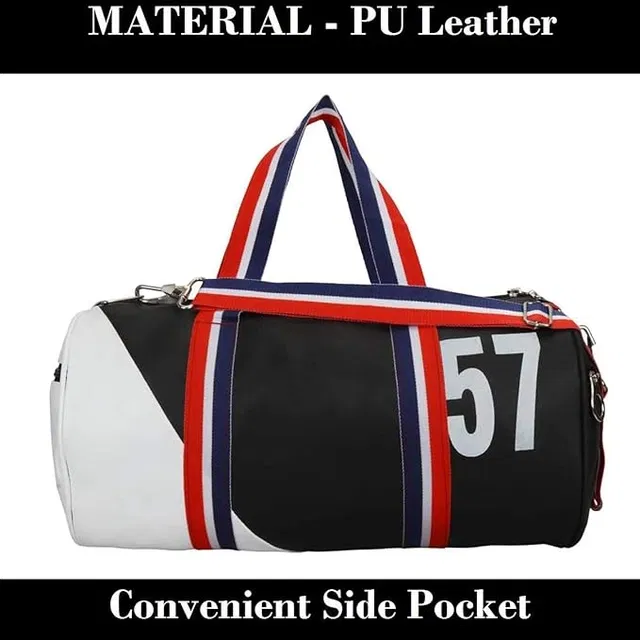 Polyester Printed Gym Bag for Men & Women (Black & White)