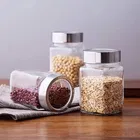 Afast Clear glass cubic jar with steel cap 500ml 