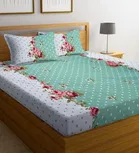 Poly Cotton Double Bedsheet with 2 Pillow Cover Abstract & Floral Print Pack of 2