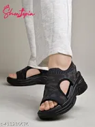 Shoetopia Black Wedge Sandals Size IND-7