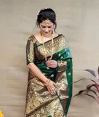 Silk Woven Design Saree for Women, Bottle Green 