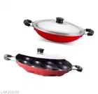Aluminium Non Stick Appam Patra & Appachety with 2 Pcs Lid, Multicolor, Set of 2