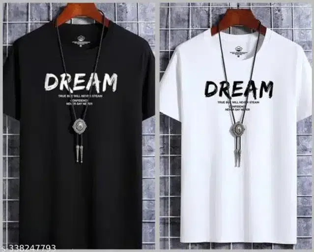 Half Sleeves T-Shirt for Men (Black & White, XL) (Pack of 2)