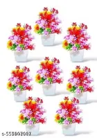 Plastic Artificial Flowers, Multioclor, Pack of 8