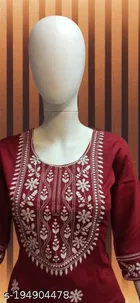 Rayon Slub Embroidered Kurti for Women 