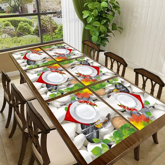 PVC Printed Dining Table Placemats (Multicolor, 30x45 cm) (Pack of 6)