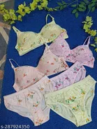 Cotton Blend Printed Lingerie Set for Women 