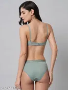 Cotton Blend Solid Lingerie Set for Women 