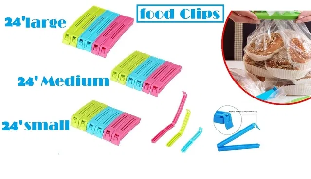 Plastic Food Bags Airtight Vaccum Sealer Clips (Multicolor, Set of 72)