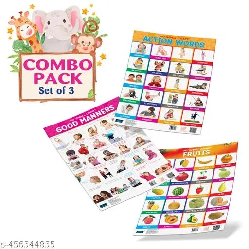 Bookford Publications My small chart Fruits, Good Manners & Action Words (Set of 3)