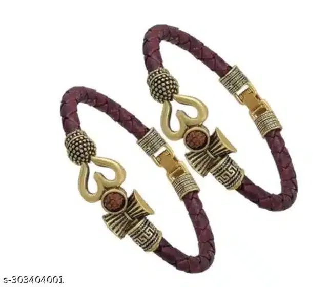 Brass Kada for Men (Brown, Pack of 2)