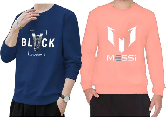 Cotton Blend Round Neck T-Shirts for Men (Multicolor, S) (Pack of 2)