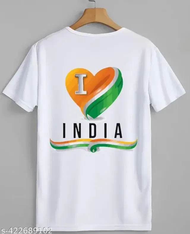 Round Neck Tricolour Republic Day T-Shirt for Men (White, XL)
