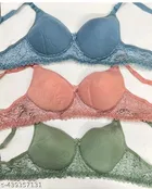Crepe Solid Bra for Women & Girls, Multicolour, Pack of 3 