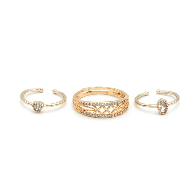 Gold Plated Rings for Women (Gold, Set of 3)