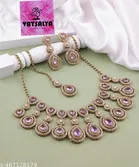 Mehandi Finish Golden Shadow Diamonds Ethnic Classy Necklace Set for Women 