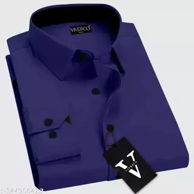Full Sleeves Shirt for Men (Navy Blue, XL)