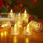 6 Pc Crystal Acrylic Flameless and Smokeless LED Tealight Candles| Battery Candles for Decoration Perfect for Diwali 