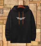 Fleece Printed Hoodie for Men, Black 