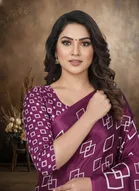 Art Silk Printed Saree for Women, Wine 