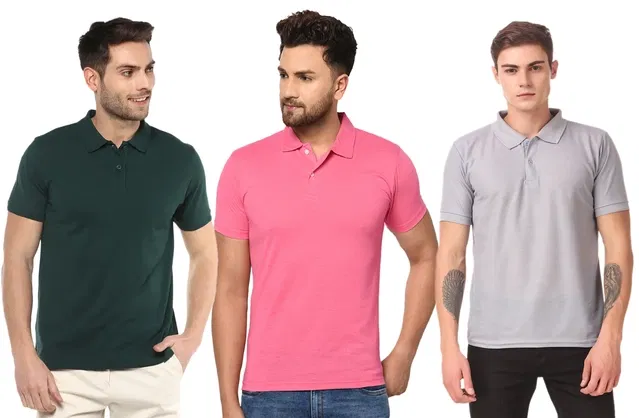 Polo T-shirt Pack of 3 for Men (Multicolor, XL)