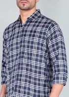 Cotton Blend Checked Shirts for Men, Blue 