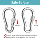Stainless Steel Locking Carabiners with Screw Lock, Keychains, Multicolour, Pack of 10