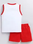 Cartoon Print Cotton Blend Clothing Set for Kids ,Red & White 