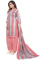 Cotton Blend Floral Kurti with Pant & Dupatta for Women 