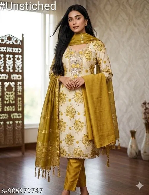 Embroidered Punjabi/All Over Suits Semi-Stitched Suits (6.05 meter for Women (M)