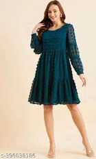 Georgette Dress for Women (Teal, XS)