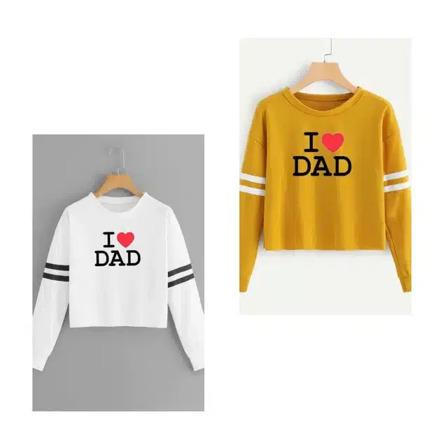 Printed Full Sleeve T-shirt for Women (Pack of 2) (White & Yellow, S)