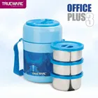 ट्रूवेयर ऑफिस प्लस 3 BPA फ्री प्लास्टिक लंच बॉक्स विथ 3 स्टेनलेस स्टील कंटेनर्स 300 ml x 2, 200 ml x 1