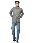 Cotton Blend Full Sleeves Chequered Shirt for Men 